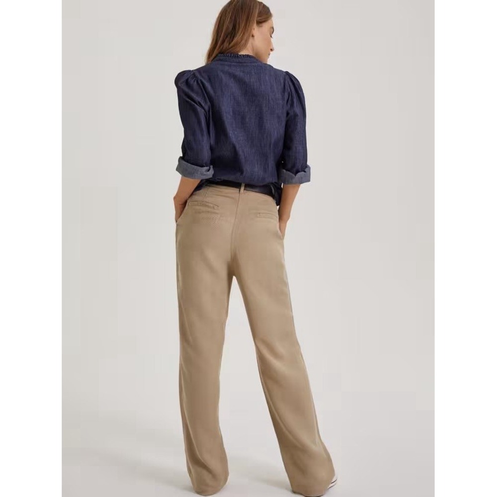 Baukjen Lianne Trousers Women's Khaki Tencel Linen Pleated Relaxed Leg Sz‎ UK 10 - Picture 2 of 11